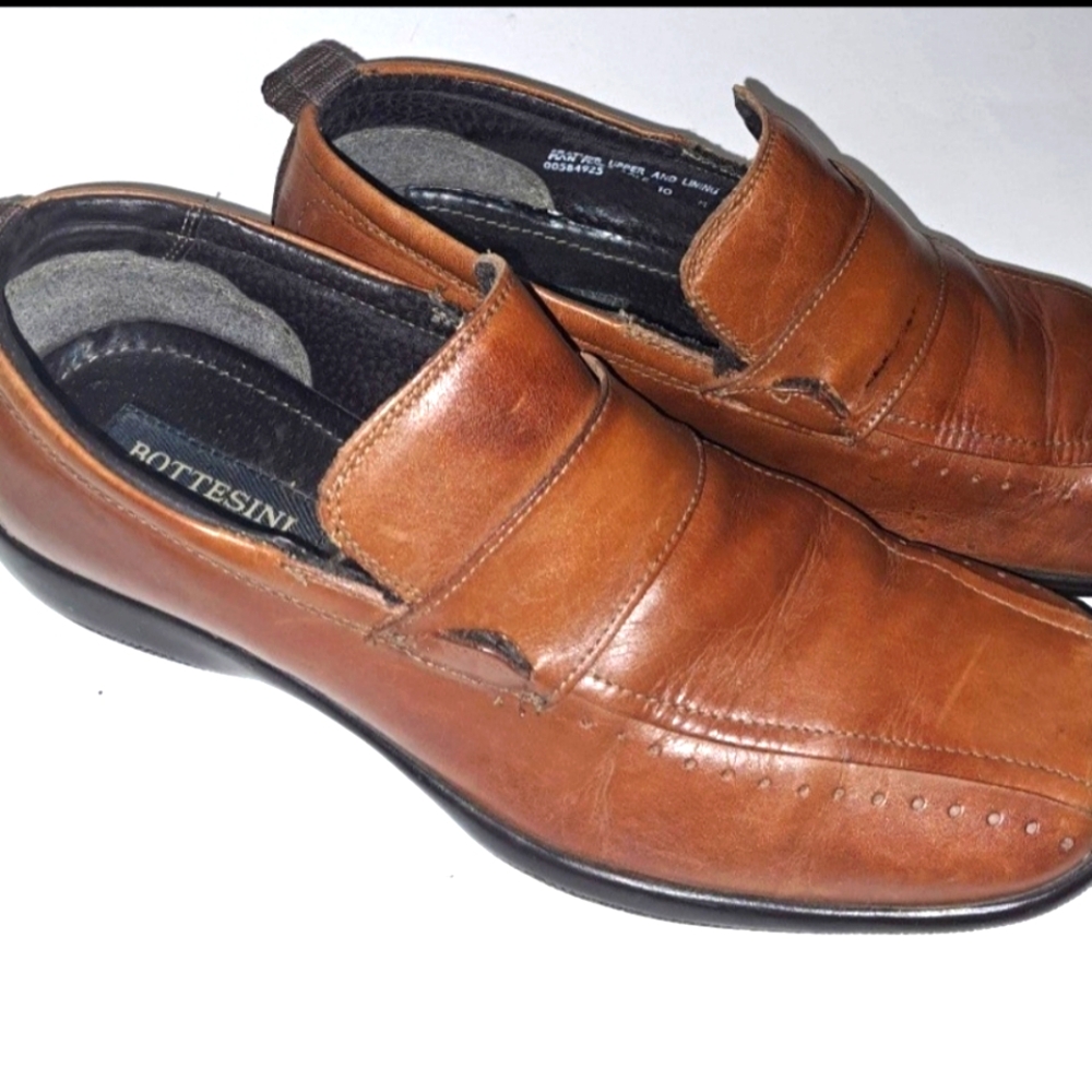 Bottesini Brown Tan Leather Slip-on Loafers No Slip Men's Italian Shoes Size 10